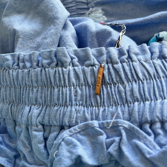 Misa Mini Dress Womens Medium Blue Peasant Ethnic Tassel Ruffled Balloon Sleeve - Picture 5 of 6